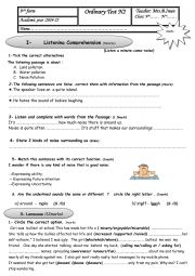 English Worksheet: mid-term 2 9th form