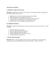 English Worksheet: Time Clauses