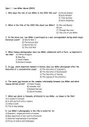 English Worksheet: Lee Miller - film (2023) - a quiz with answers