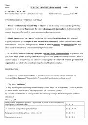 English Worksheet: Essay writing - Going abroad - guidelines to write an essay