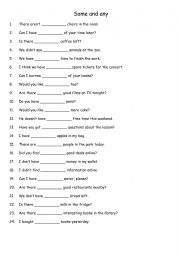 English Worksheet: Some and any 1