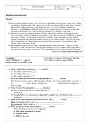 English Worksheet: 9th form end of term test 1