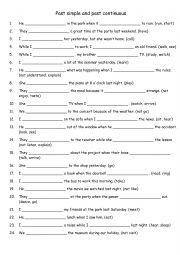 English Worksheet: Past simple and past continuous 1