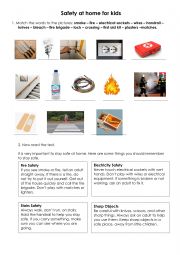 English Worksheet: Safety at home for kids