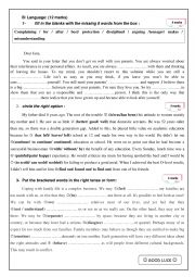 English Worksheet: grammar activities about family life and generation gap