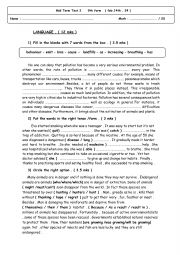 English Worksheet: mid term test 2 9th form 