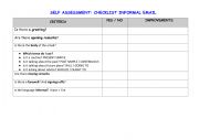 English Worksheet: SELF-ASSESSMENT Informal email