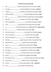 English Worksheet: Infinitives and gerunds  2