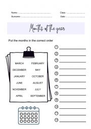 English Worksheet: Months of the year