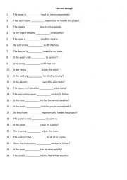 English Worksheet: Too and enough 3