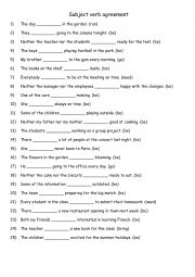 Subject verb agreement practise