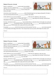 English Worksheet: Relative Pronouns Animals 