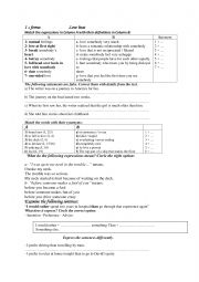 English Worksheet: love story