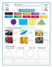 English Worksheet: Colotrs and shapes