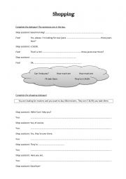 English Worksheet: Shopping dialogues