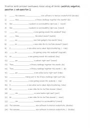 English Worksheet: A1-A1+ Practise with present continuous tense using all forms positive, negative, question & wh-question   2