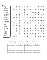 English Worksheet: Synonyms