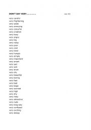 English Worksheet: Don�t say very.... synonym exercise 