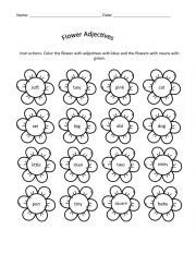 English Worksheet: Flower Adjectives