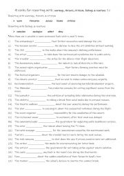 English Worksheet: 9 verbs for reporting with warnings, threats, criticism, feelings & reactions 1 c