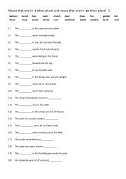 Nouns that end in -s when plural and Nouns that end in -es when plural 2