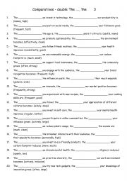 English Worksheet: Comparatives - double The ...., the      3