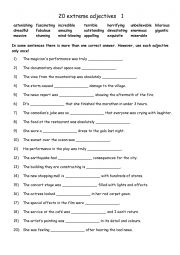 English Worksheet: 20 extreme adjectives   1