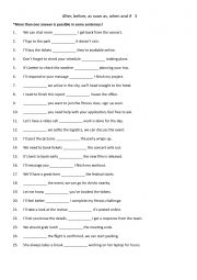 English Worksheet: After, before, as soon as, when & if 3