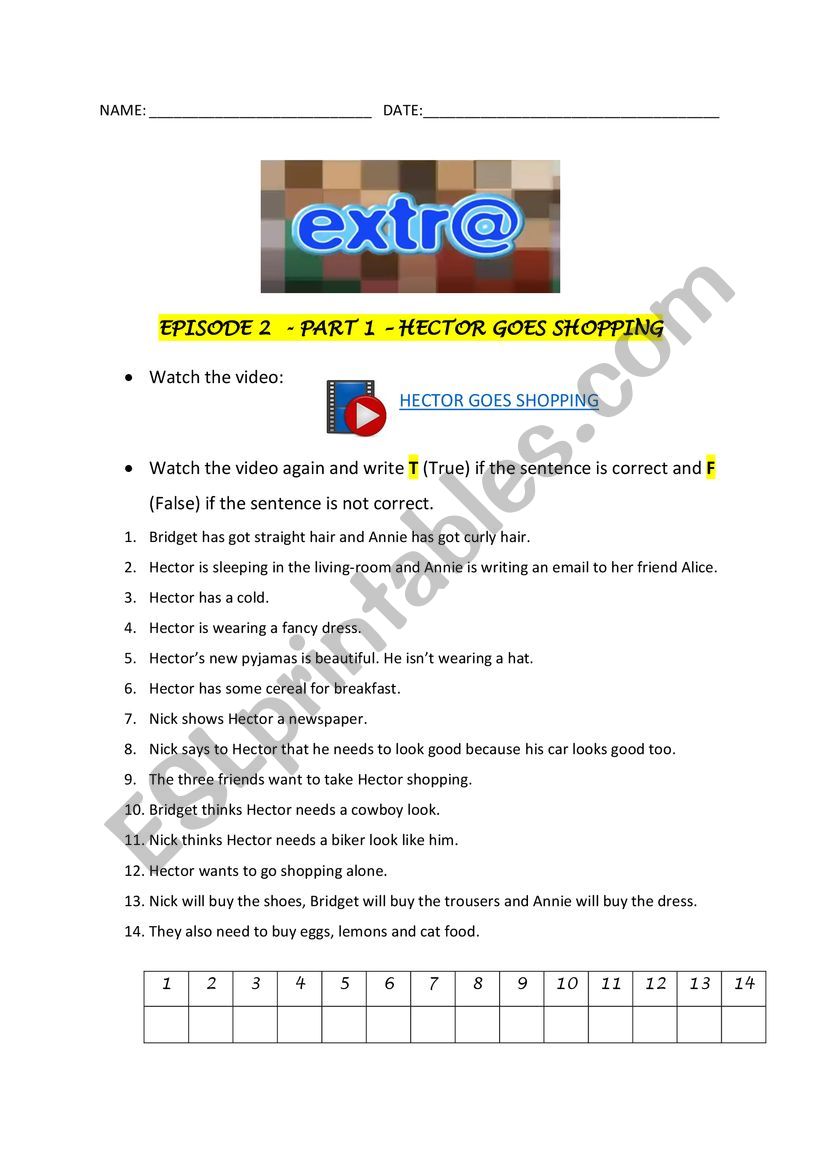 Extra - Episode 2 Part 1 worksheet