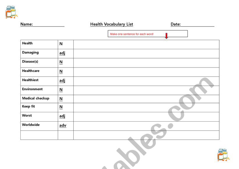 Talking About Health - Vocabulary