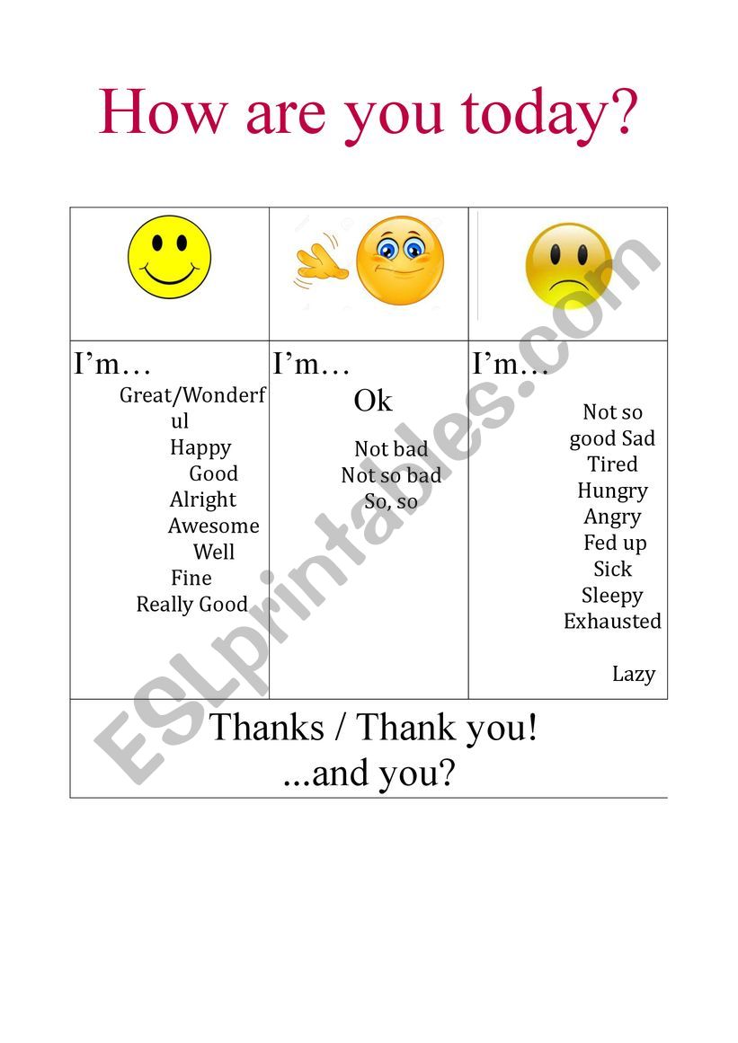 How are you? worksheet