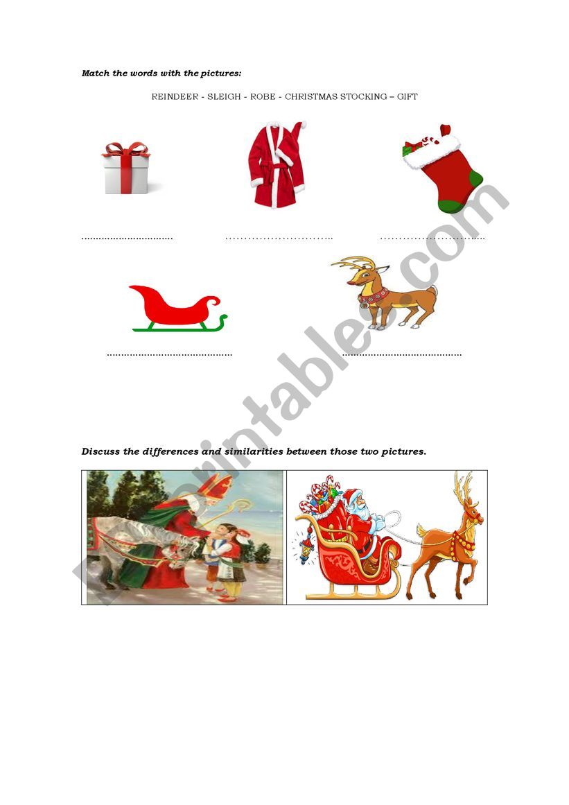 Santa Claus / Saint Nicholas worksheet