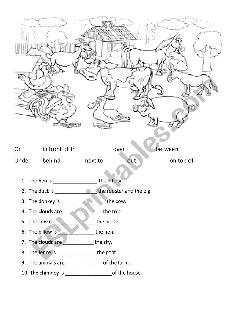 Positional words-Where are the animals