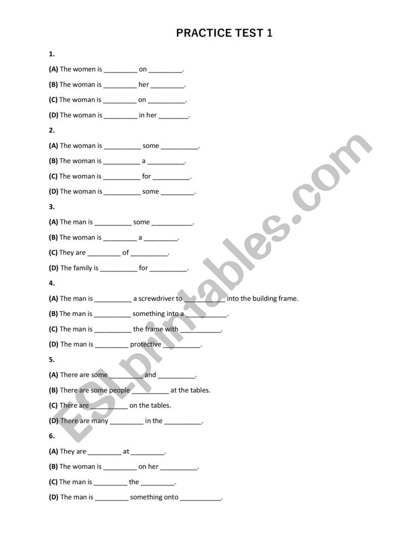 TOIEC TEST PART 1,2 worksheet