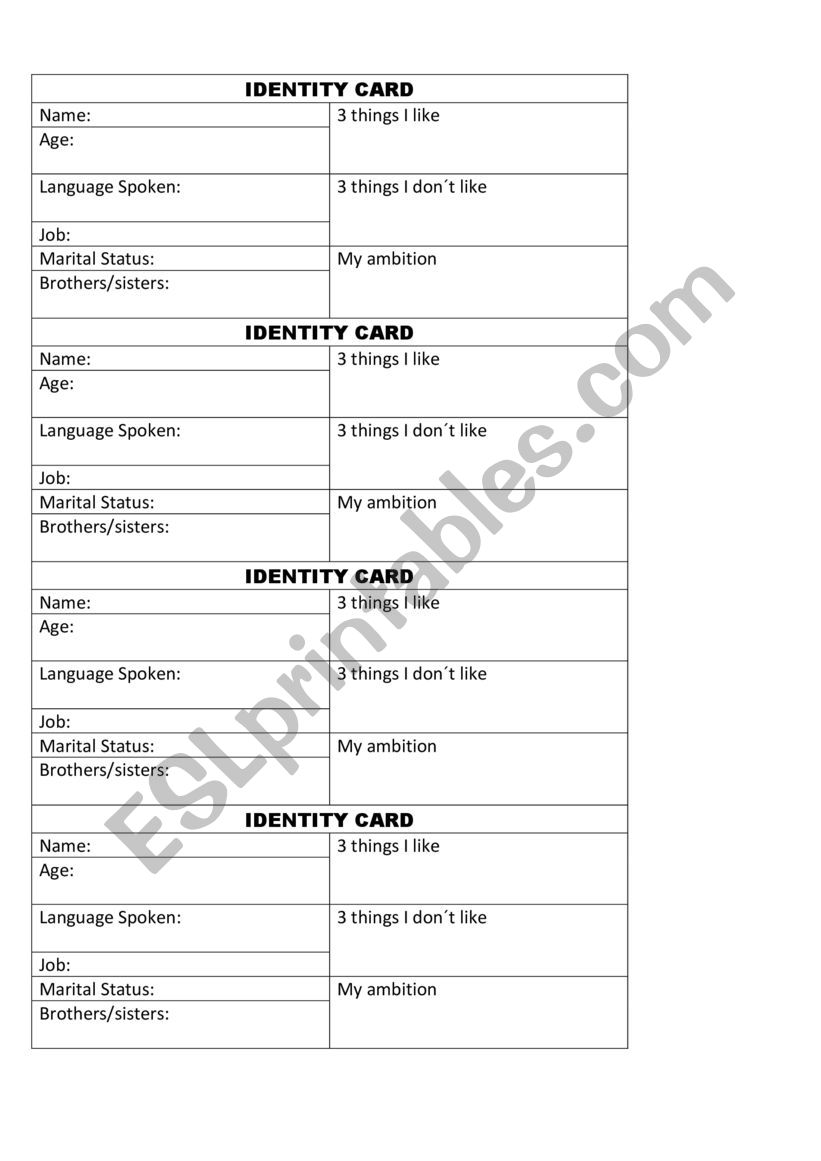 speaking worksheet