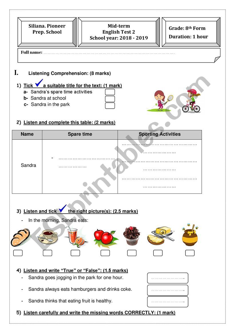 mid term test 2 pioneer school 