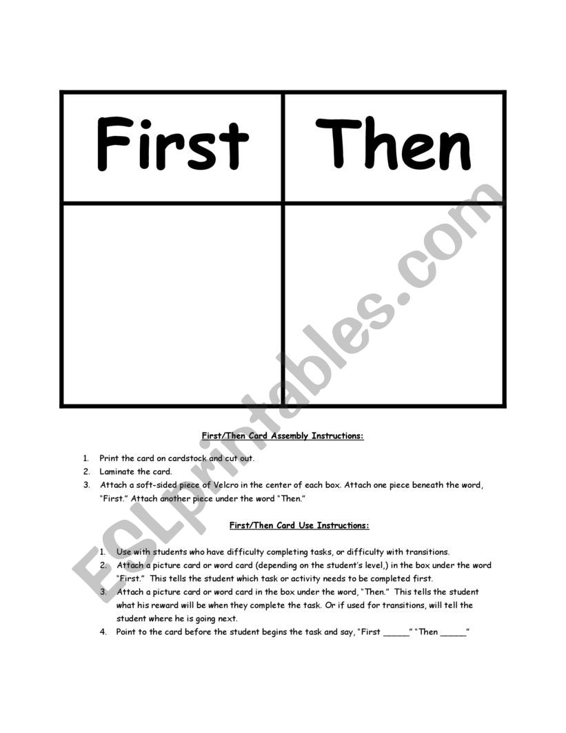 First Then  worksheet