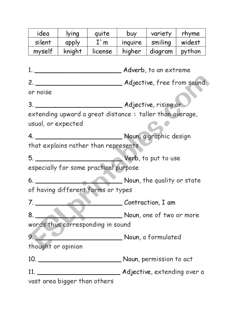 Grade Five Spelling Definitions Week 6