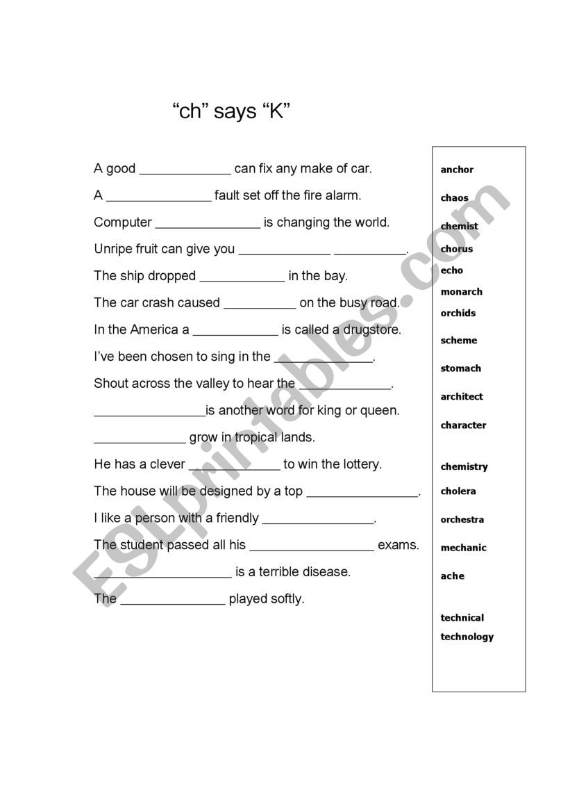 english worksheets ch says k