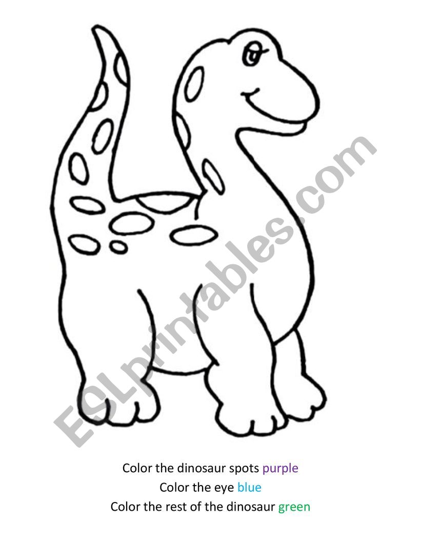Dinosaur Coloring Sheet with Instructions