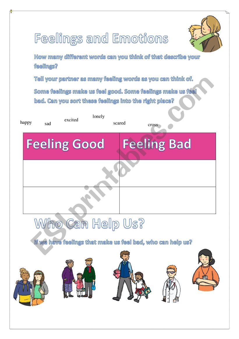 Feelings and Emotions worksheet