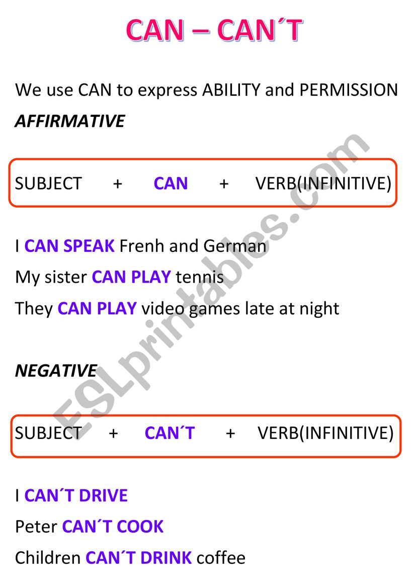 Expressing ability worksheet