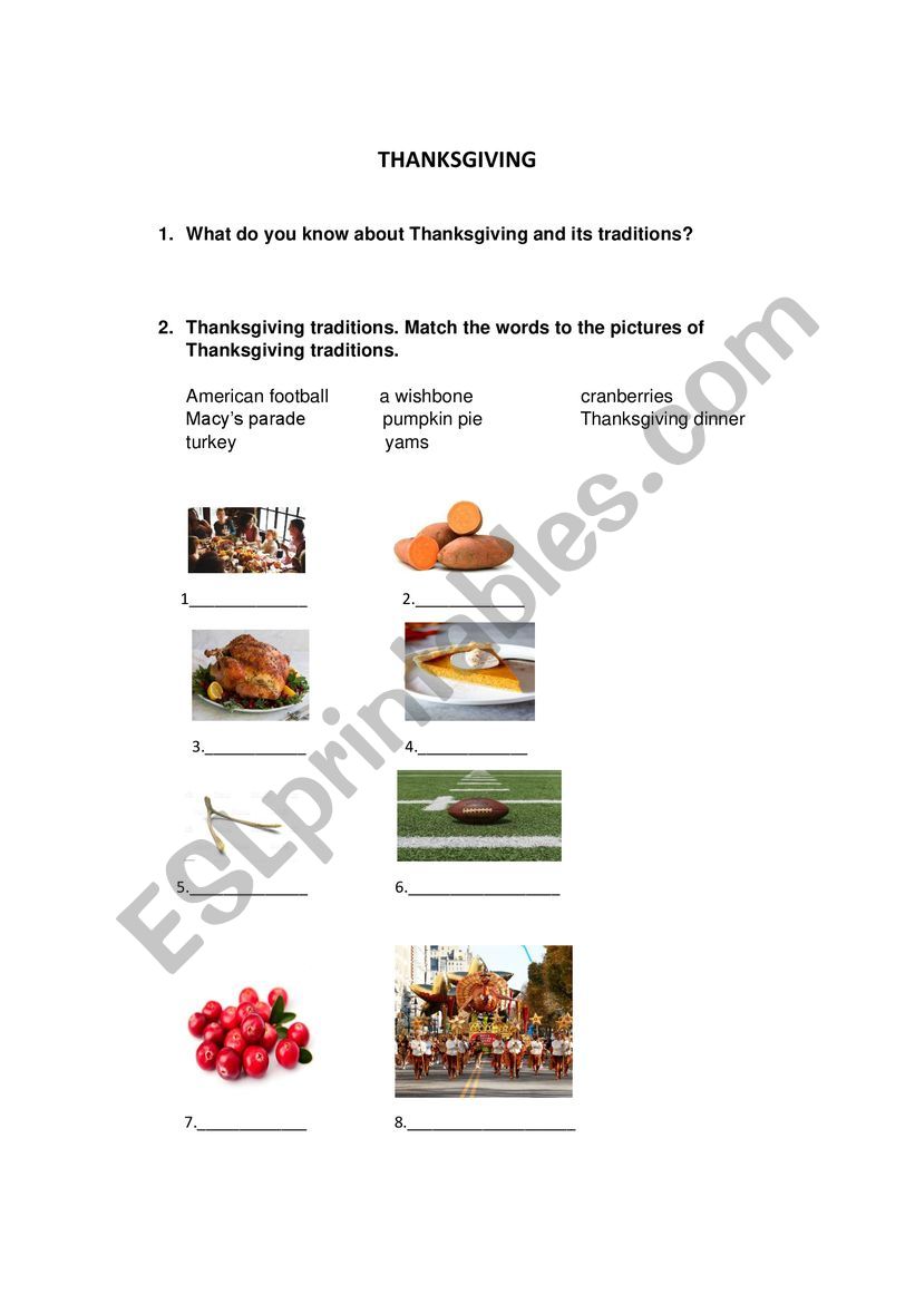 Thanksgiving worksheet