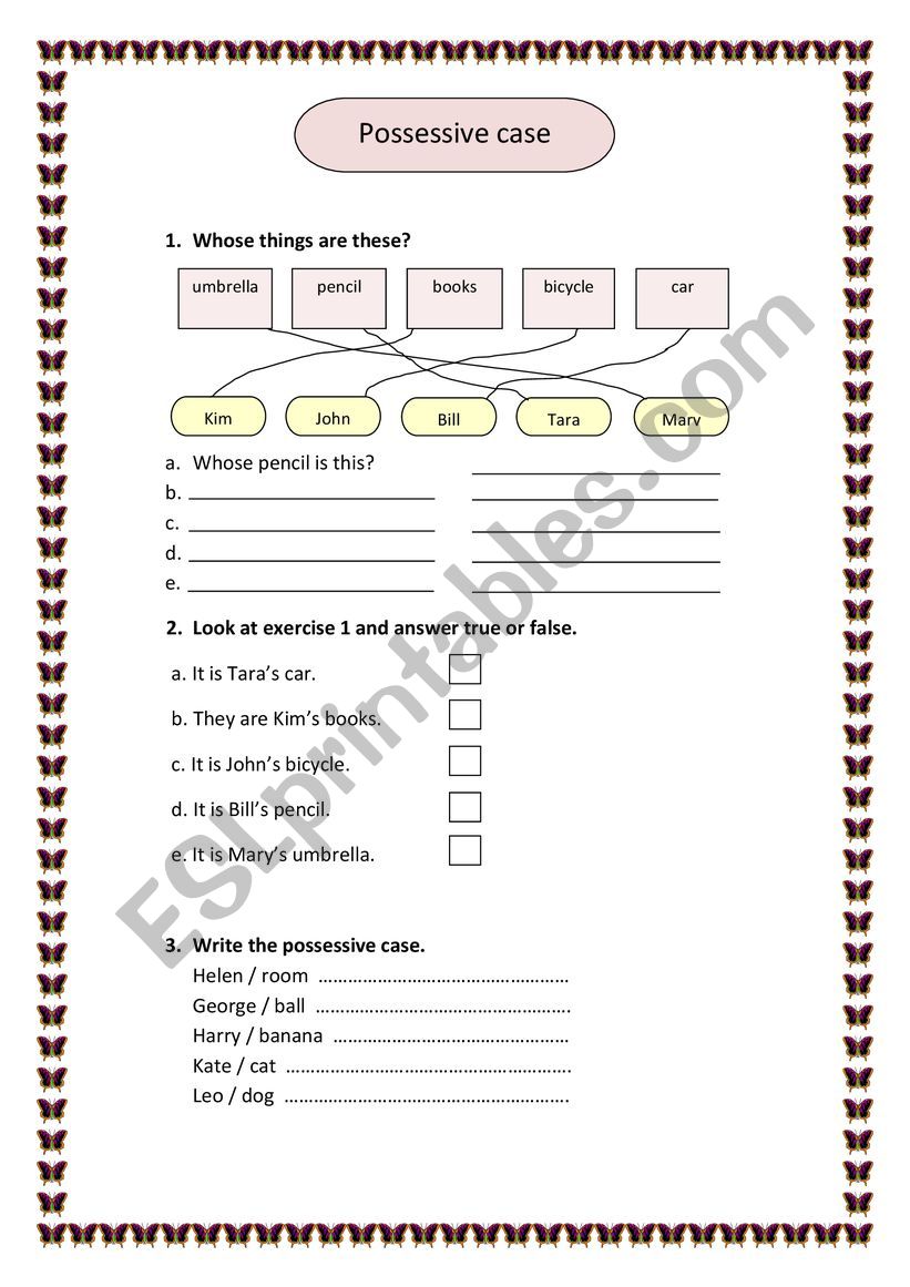 possessive case worksheet