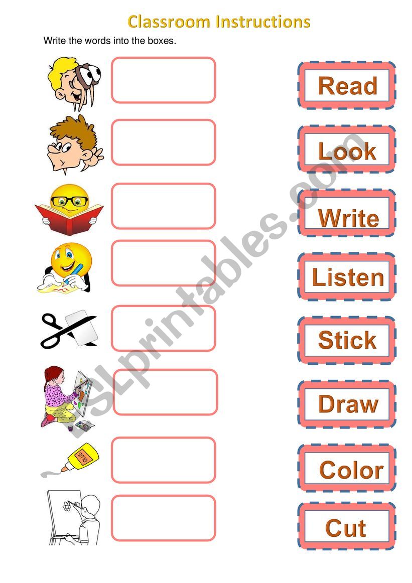 Classroom Instructions worksheet