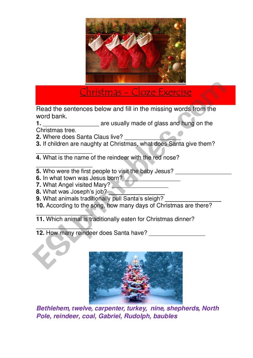 Christmas Worksheet worksheet