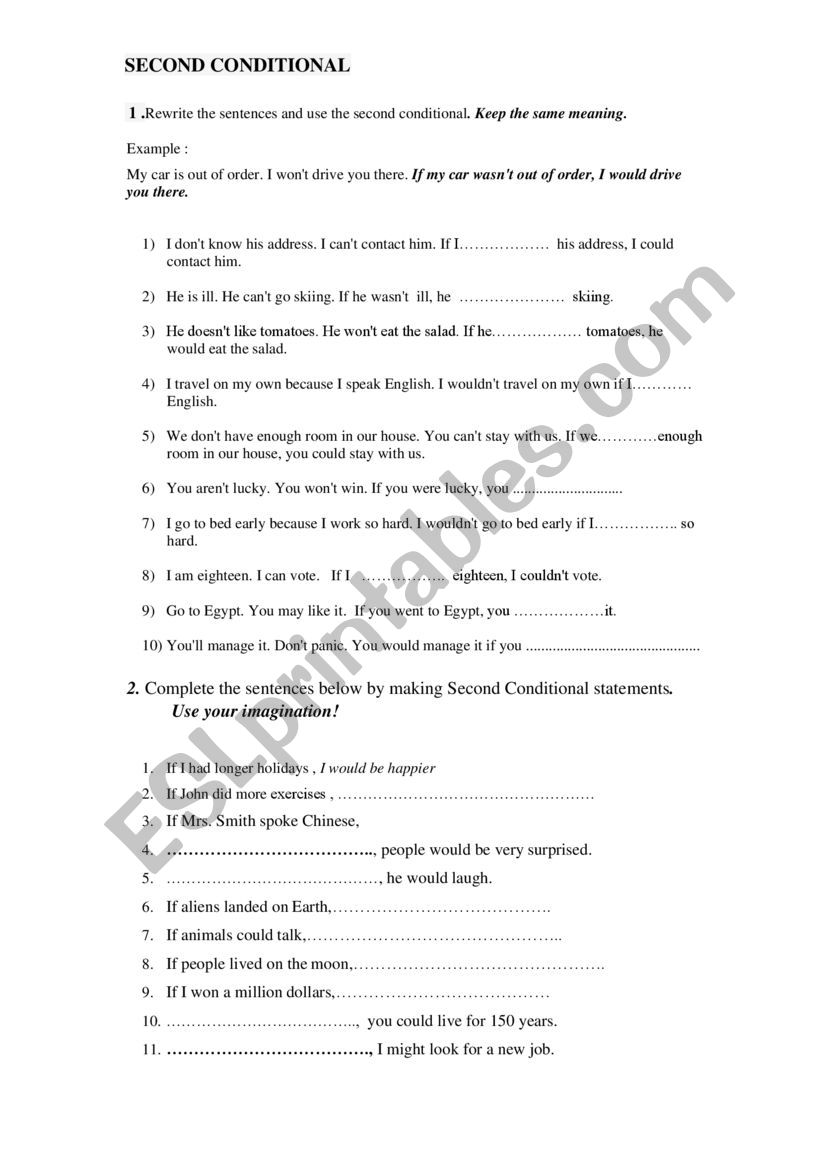 conditional 2  worksheet