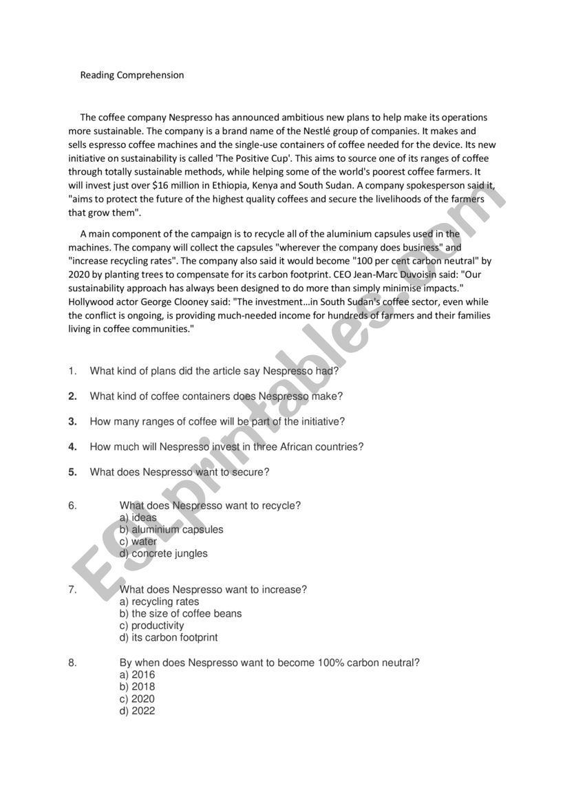 sustainable developement worksheet