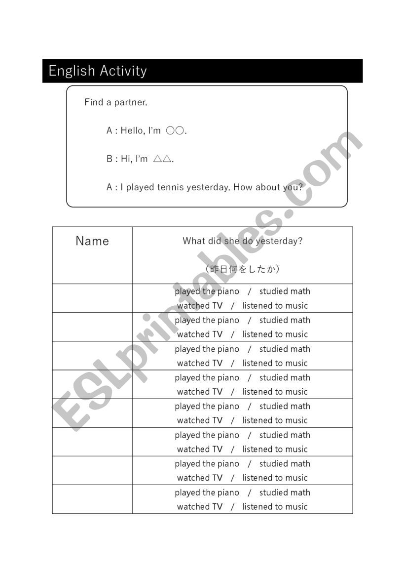 past tense practice worksheet