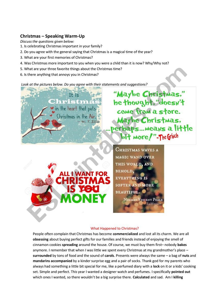 Christmas lesson  worksheet